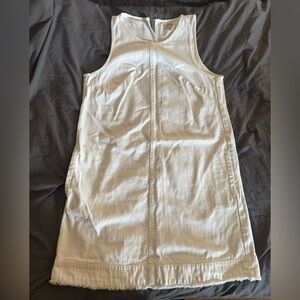 J Crew White Denim Shift Dress With Frayed Hem Size 6